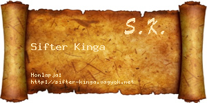 Sifter Kinga névjegykártya